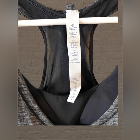 LULULEMON Size 8 Glide And Stride Tank A/B Bra Top Black HBLK Mesh Run Yoga - Picture 7 of 10